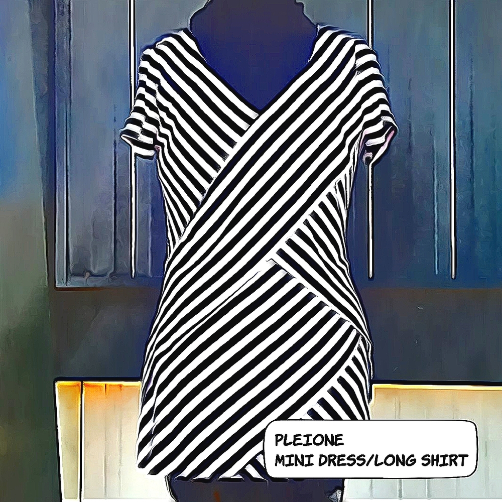 PLEIONE mini dress black and white stripes XS - Picture 1 of 7